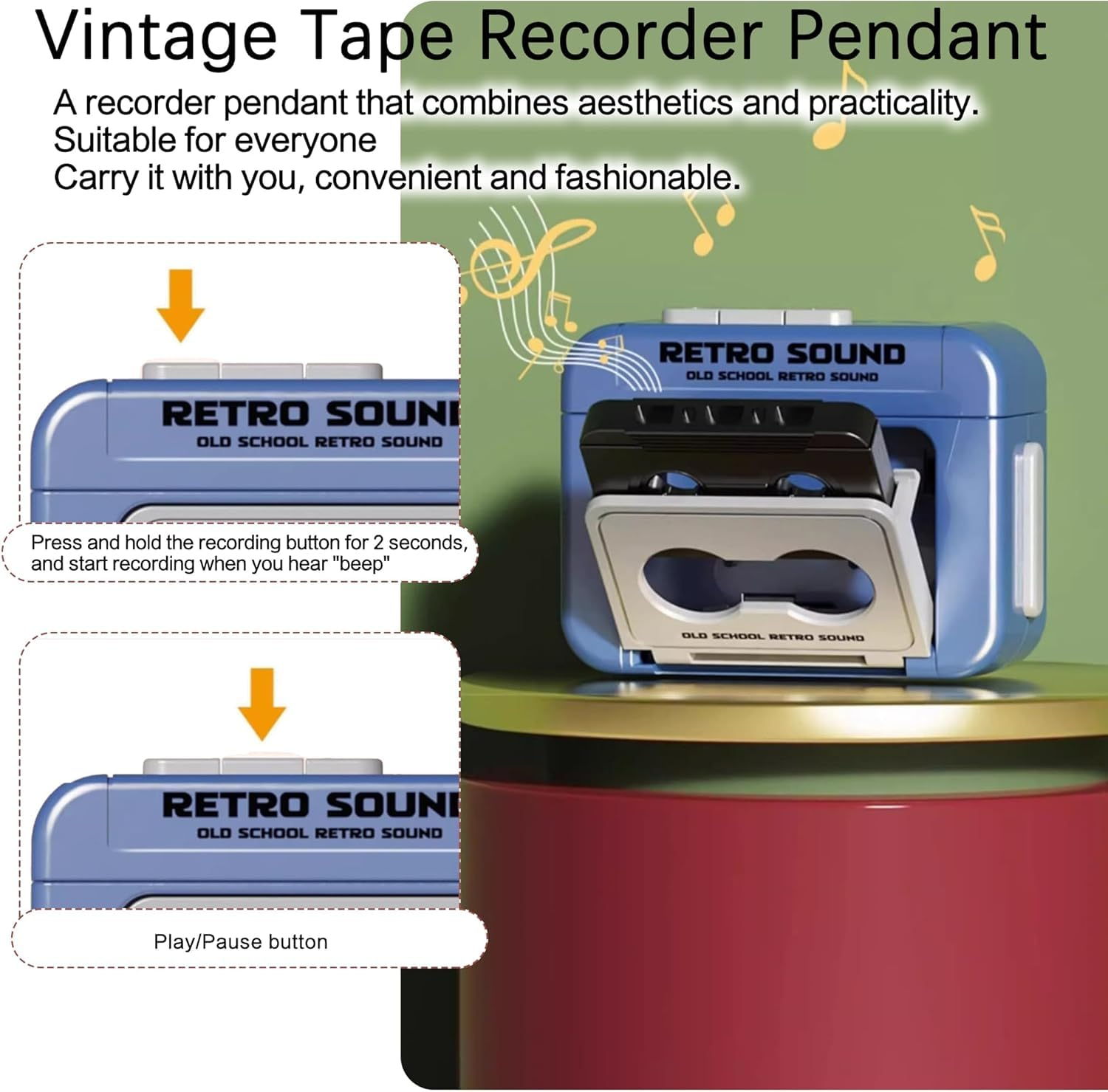 Retro Sound Mini Voice Recorder Keychain – Record & Playback Fun Toy for Kids Key Chain