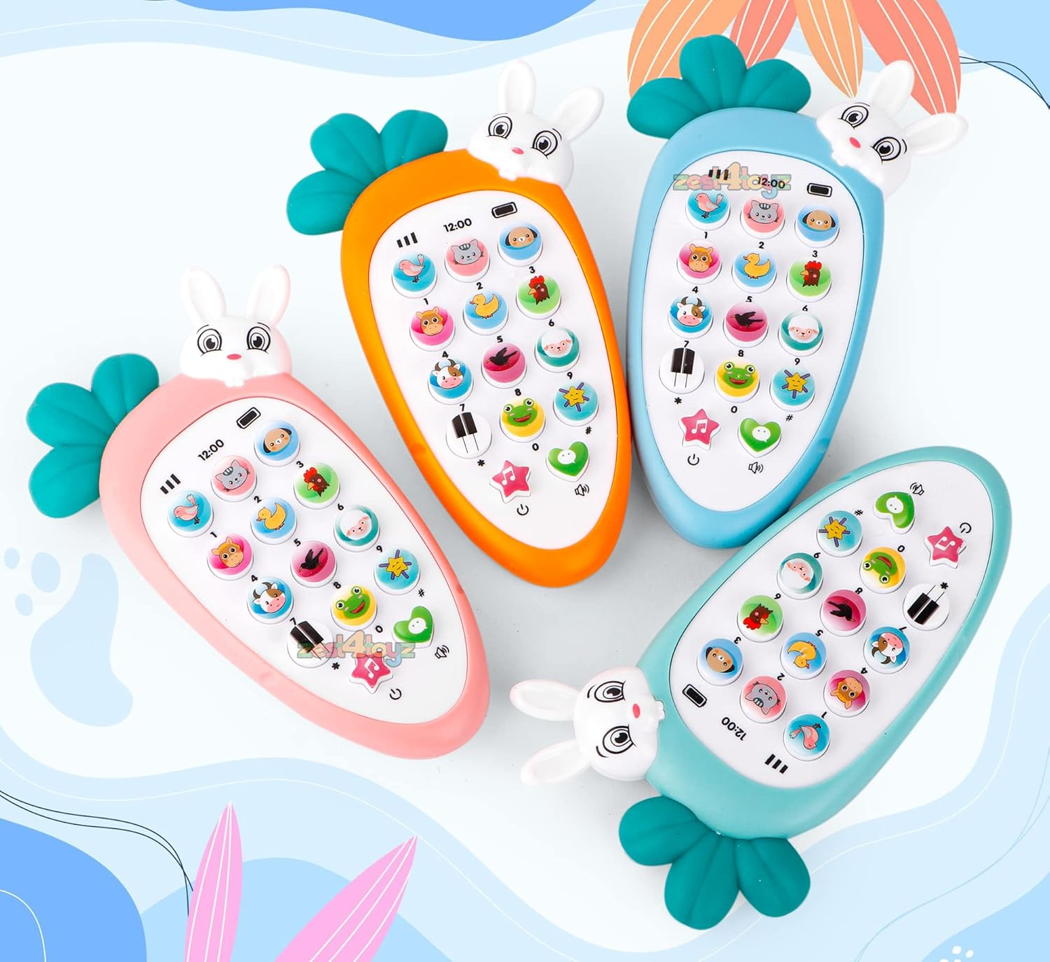 Toy Phone for Kids Mobile Phone Toy Cute Rabbit Face Pretend Play Mini Cell Phone Toy with Light & Sound Toys Birthday Gift for Kids