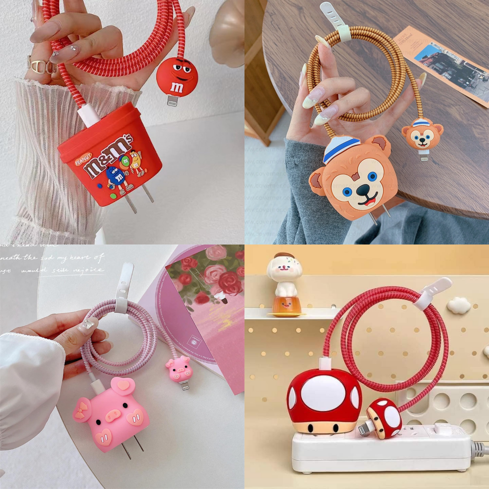Charger Case Cover with Full Cable Protector 3D Cute Pattern Compatible for iPhone Charger Only 18W & 20W iPhone 16,iPhone 13,iPhone 15,iPhone 14