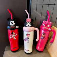 Kids Thermal Stainless Steel Bottle (850ml)|(with Steel Straw) | High Capacity Cartoon Water Bottle | Cute Portable Cup Bottle | Tumbler | R2BS340