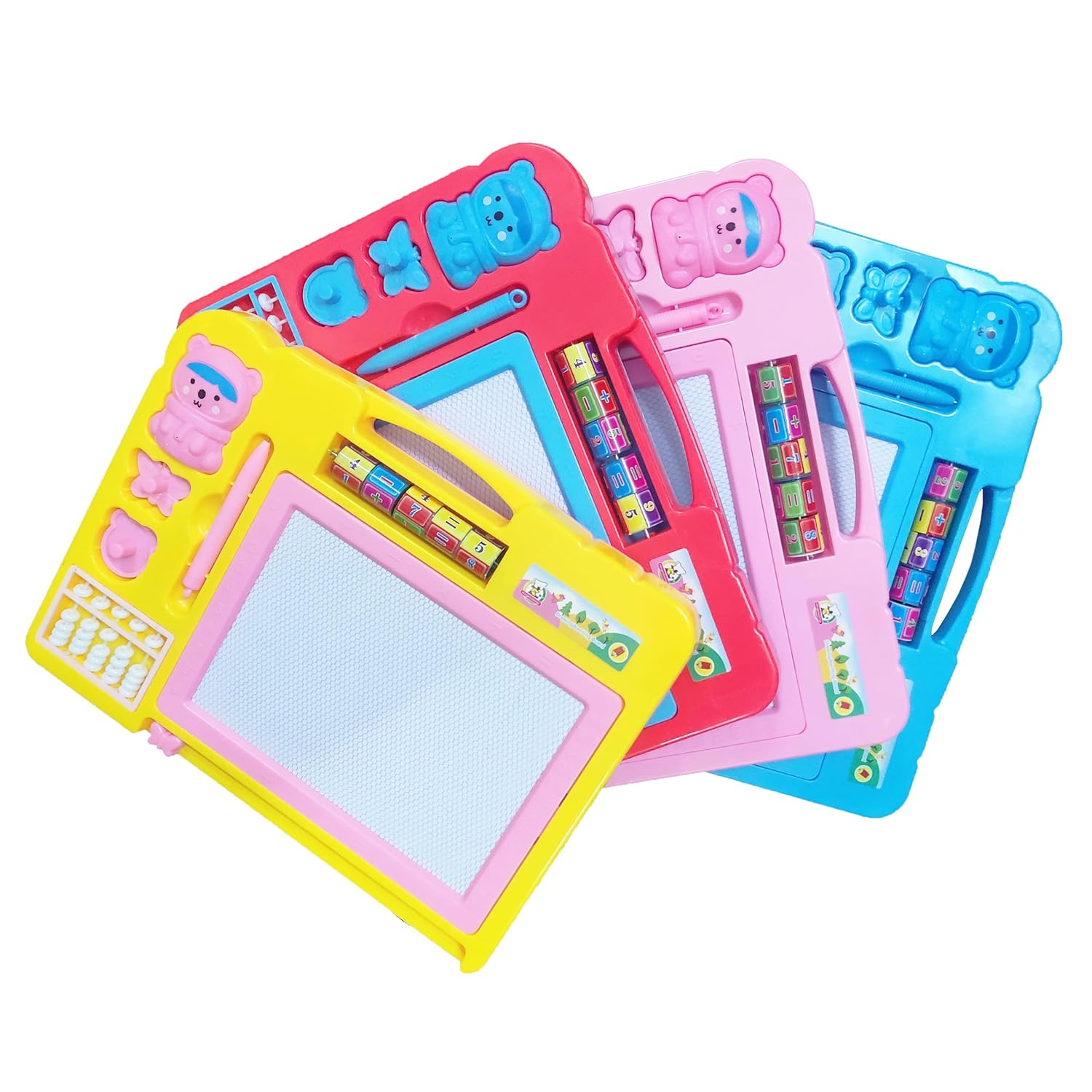 Drawing & Writing Board for Kids – Cartoon Themed Kid’s Slate Board with Doodle Pen and Stamps – Practice Slate for Kids, Erasable Drawing and Writing Board with Pen for Kids