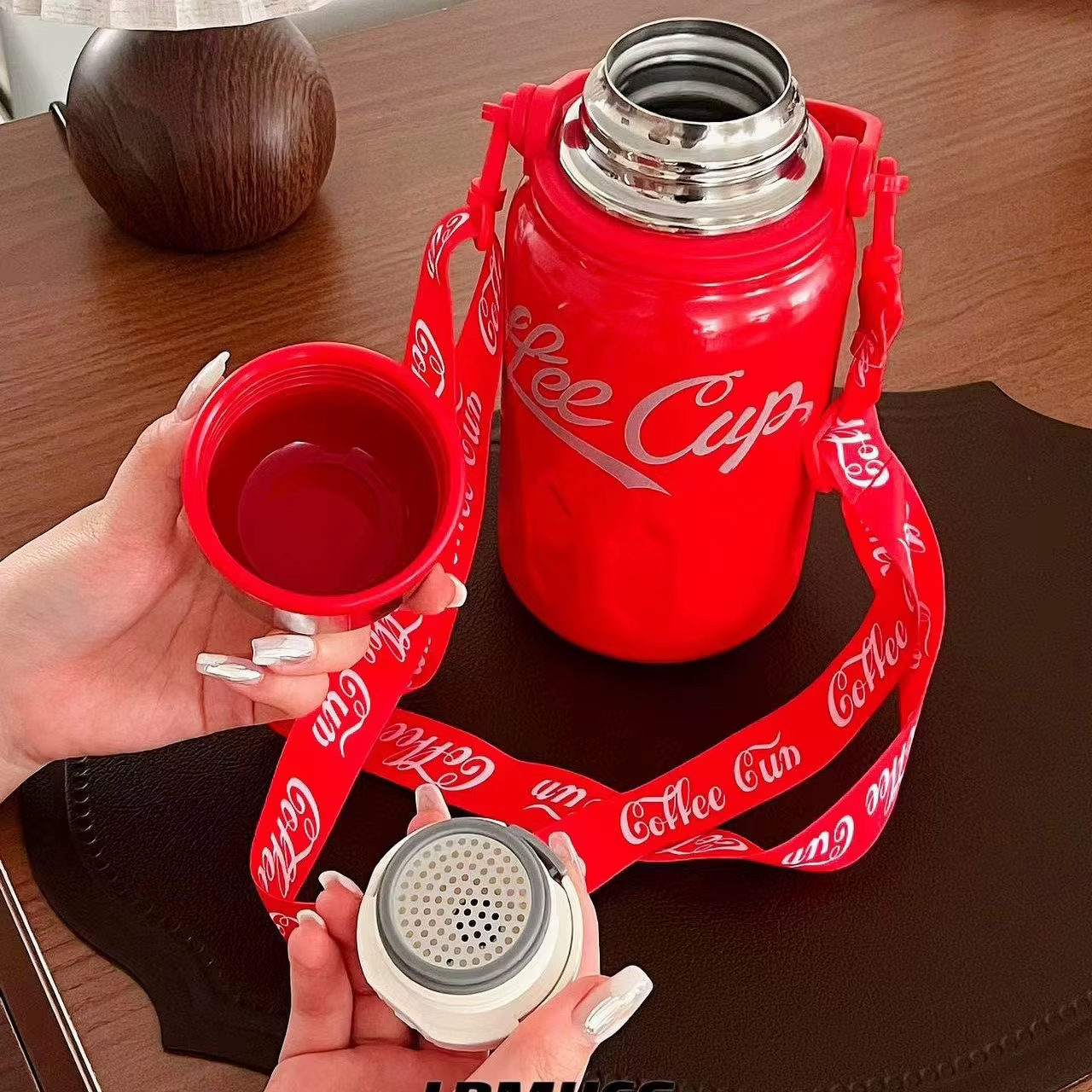 Large Capacity Double Wall Vacuum Flask 316 Stainless Steel Fashionable Outdoor Portable Thermos Kettle 800ml