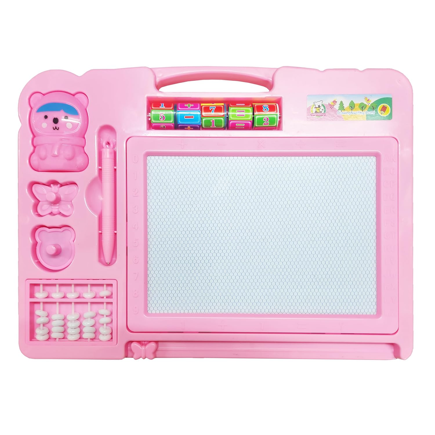 Drawing & Writing Board for Kids – Cartoon Themed Kid’s Slate Board with Doodle Pen and Stamps – Practice Slate for Kids, Erasable Drawing and Writing Board with Pen for Kids