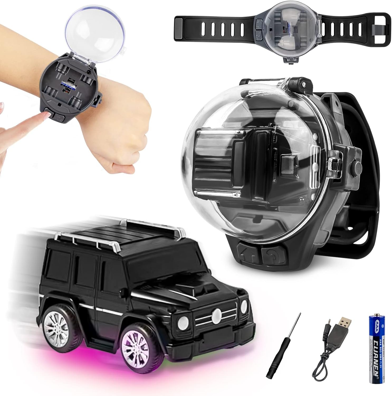Watch Remote Control Car Toy, 2.4 GHz Watch Racing Car Toy with USB Charging, Car Watch for Kids with Remote Control, Interactive Toys, Ideal Gift for Boys and Girls