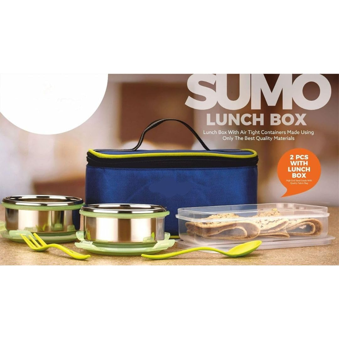 Leakproof & Airtight Stainless Steel Container Multi Compartment Sumo Lunch Box with Bag