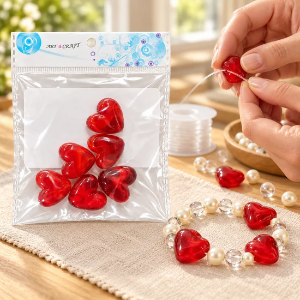R2BS1913-Red Stone Beads Set (Heart)