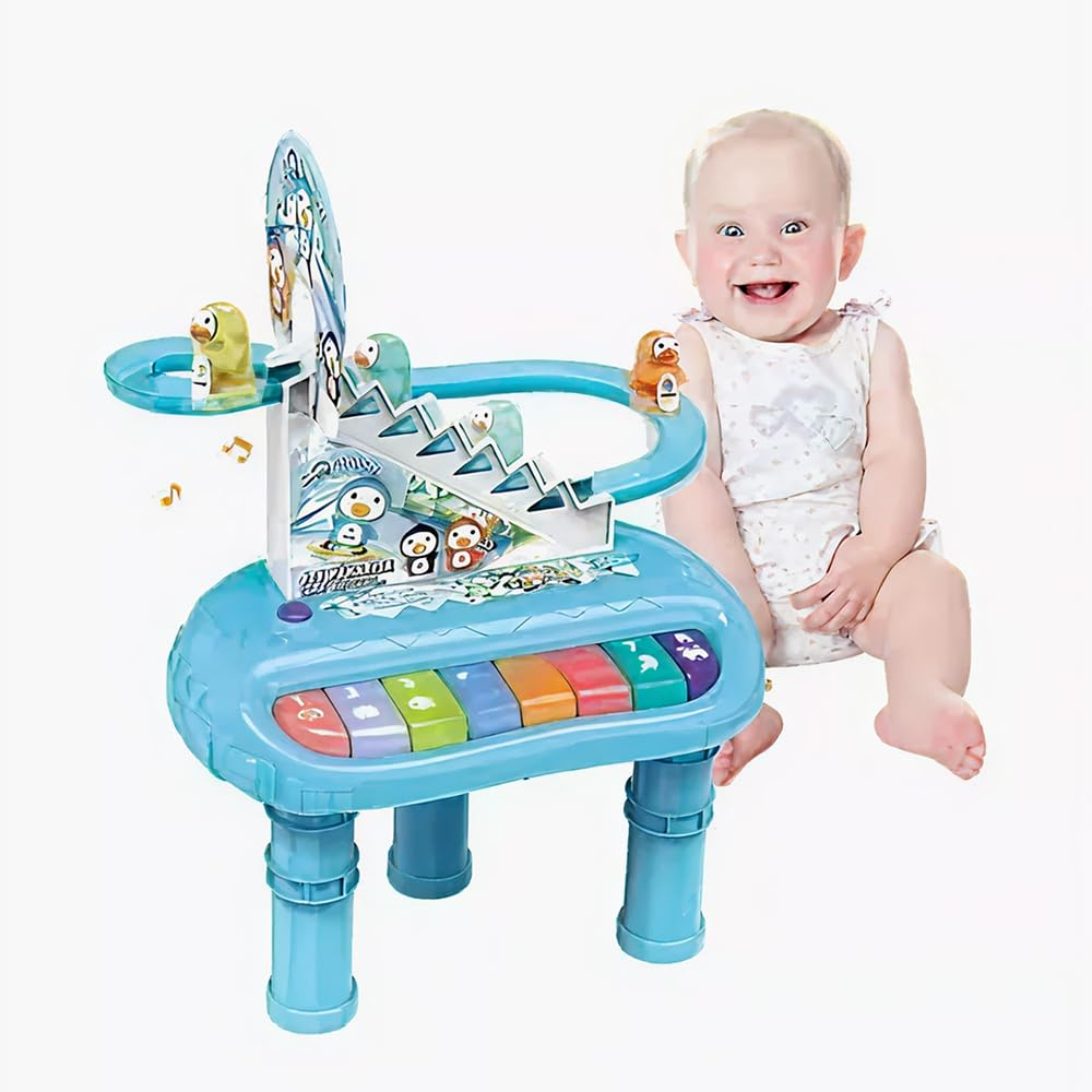 Penguin Piano Activity Table — Musical Keyboard with Lighted Keys, Moving Penguin Racetrack & Sound Effects | Battery-Operated Toddler Play Table (Ages 3+)