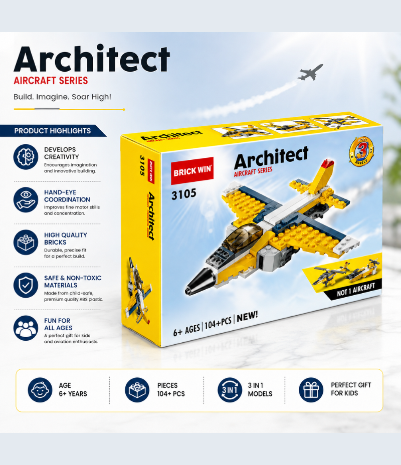 3-in-1 Creative Building Bricks Set - 130 Pcs Construction Models 3105