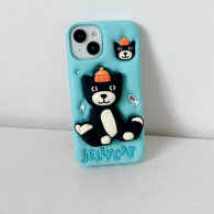 Jelly Cat Stand TPU (Soft) Silicone Phone Case | 3D Cute Black Cat Kickstand Mobile Cover for iPhone (R2BS978)