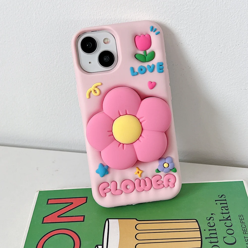 iPhone Cute 3D Flower Petal Love Cartoon Case (R2BS980)