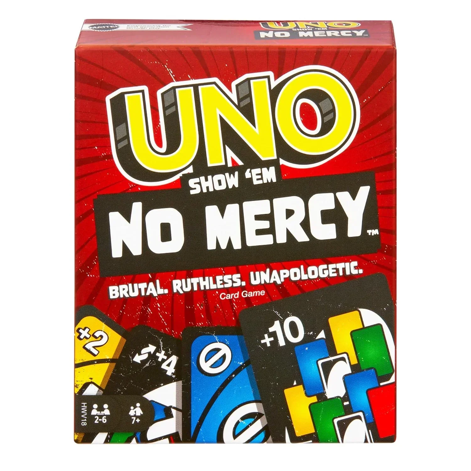 UNO Show ‘em No Mercy Card Game for Kids, Adults & Family Parties and Travel with Extra Cards, Special Rules and Tougher Penalties.