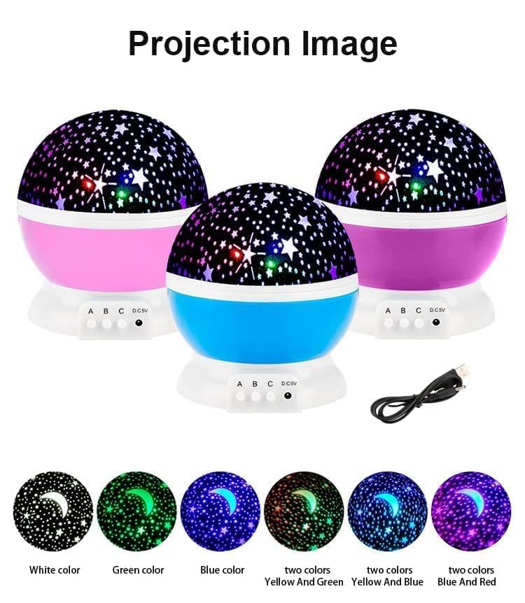 Star Master Projector Night Light – Romantic LED Sky Projector Lamp with USB Cable – Colorful Rotating Galaxy Light for Bedroom, Kids, and Home Décor (Assorted Color)