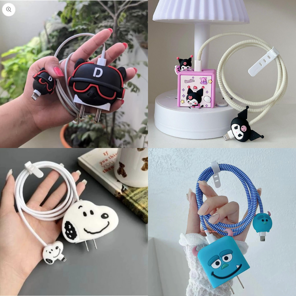 Charger Case Cover with Full Cable Protector 3D Cute Pattern Compatible for iPhone Charger Only 18W & 20W iPhone 16,iPhone 13,iPhone 15,iPhone 14