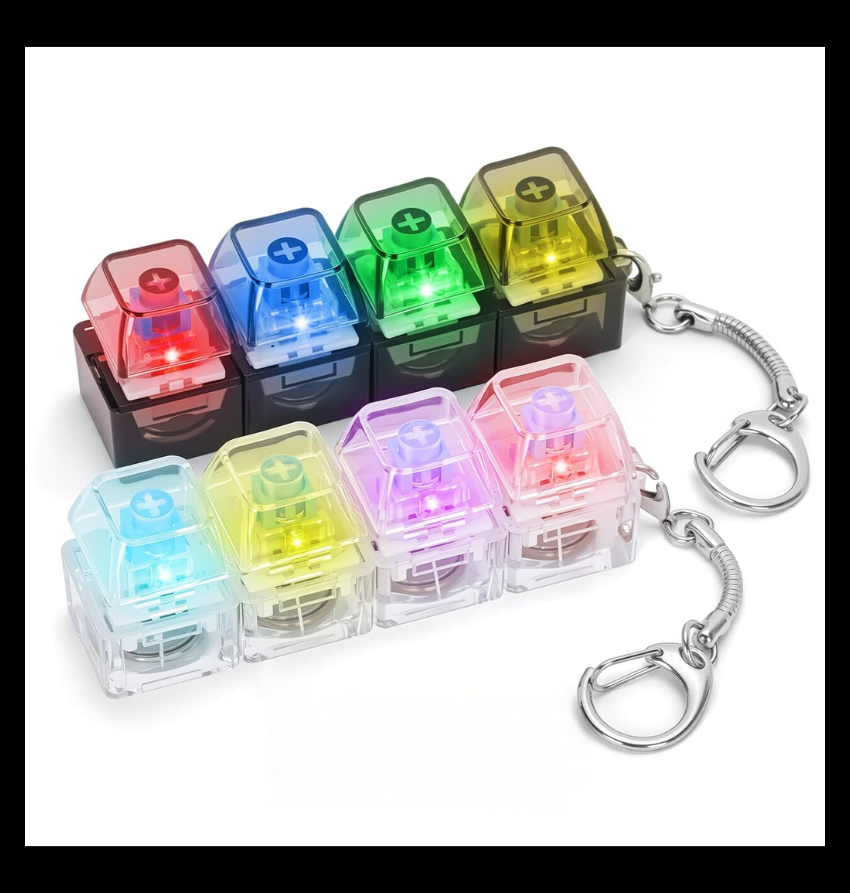 Transparent Mechanical Switch Fidget Keychain - Stress Relief Keyring Toy