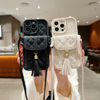 Luxury Crossbody Wallet Case for iPhone, PU Leather Phone Purse with Detachable Shoulder Lanyard, Card Holder and Tassel (R2BS969)