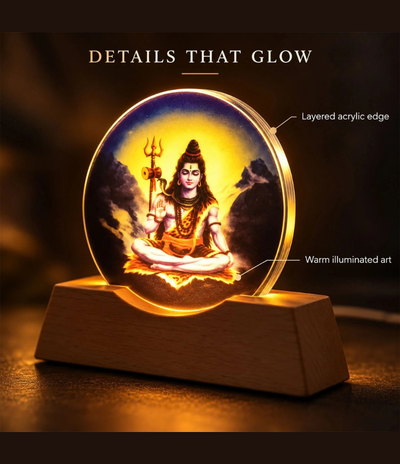 3D Mahadev Illusion LED Night Lamp with Acrylic Plate & Base