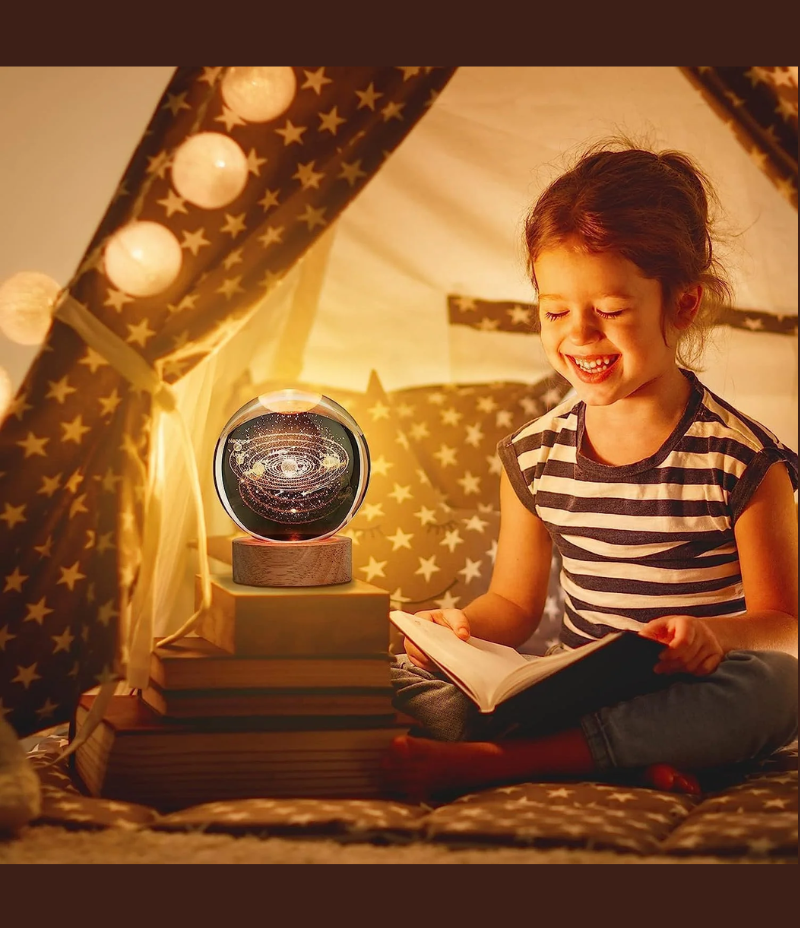 Enchanting 3D Crystal Ball Night Light Lamp | Aesthetic LED Sphere Desk & Room Decor Gift