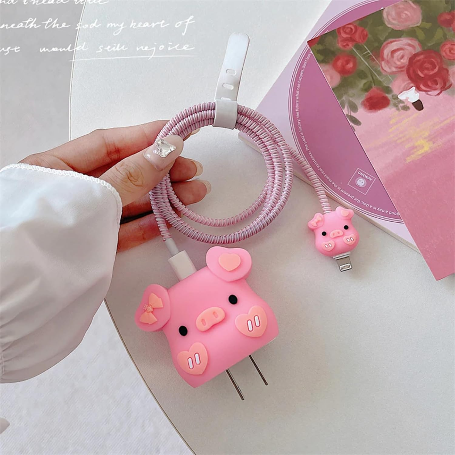 Charger Case Cover with Full Cable Protector 3D Cute Pattern Compatible for iPhone Charger Only 18W & 20W iPhone 16,iPhone 13,iPhone 15,iPhone 14